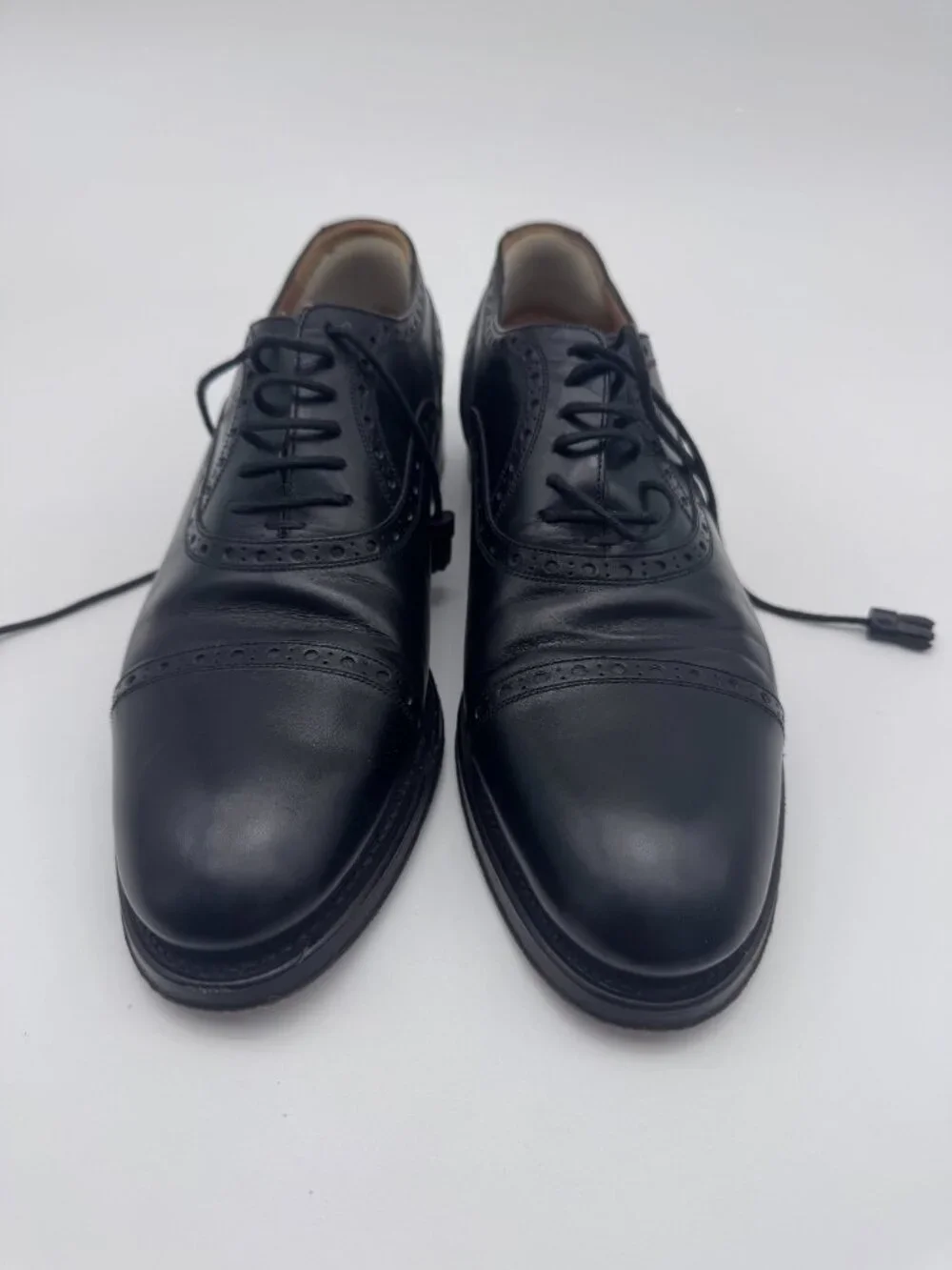 Gucci Black Leather Cap Toe Oxford Dress Shoes Made in Italy Men's 8.5
